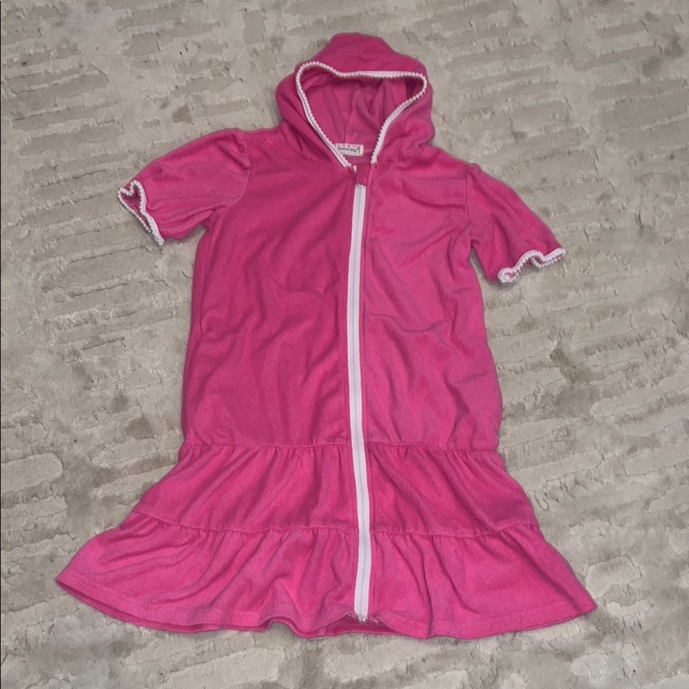 Besser Bay Pink Terry Cloth Hooded Full Zip-Up 10